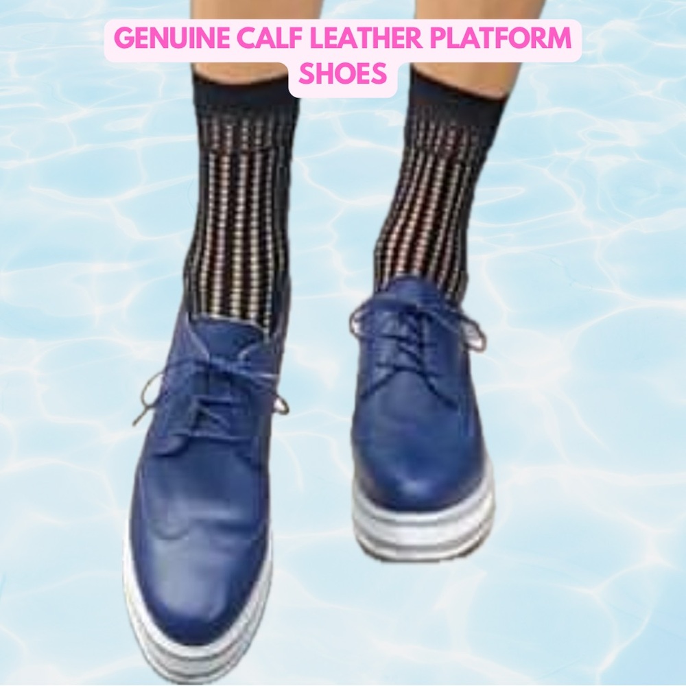 Genuine Leather Platform Oxford Sneakers